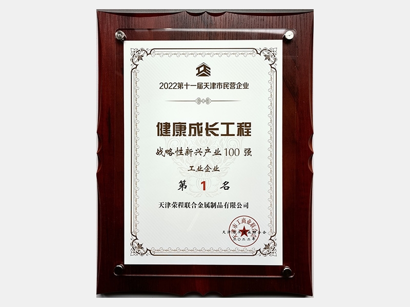 2022第十一届天津市民营企业健全成长工程战术性新兴产业100强工业企业第1名